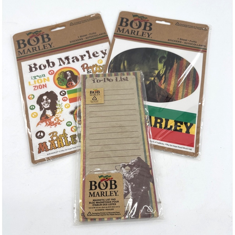 Bob Marley Sticker Set and‎ To Do List Lot of 3 New Sealed